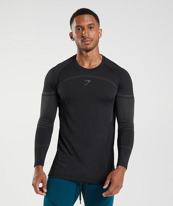 Long Sleeve Męskie Gymshark 315 Czarne | PL 3692FDN